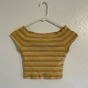 Brandy Melville Mustard Striped Crop Top